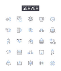 Server line icons collection host node machine vector