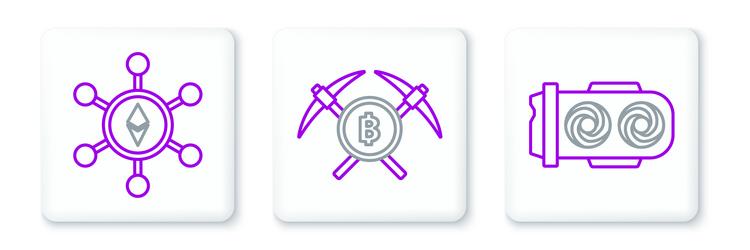 set line mining farm blockchain technology vector image