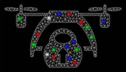bright mesh network drone loading with flash spots vector image