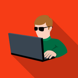 Computer hacker icon in flat style isolated vector