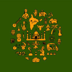 Indian icons circle set Royalty Free Vector Image