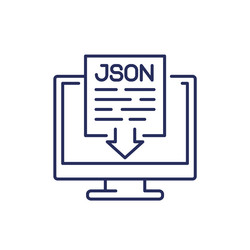 json file download line icon with computer vector