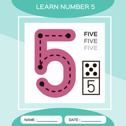 Learn number 5 five children educational game vector