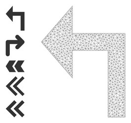 polygonal net turn left icon with simple glyphs vector image