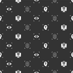 set face recognition monitor with fingerprint vector image