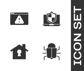 Set system bug browser with exclamation mark vector