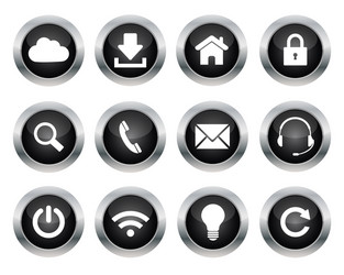 Web Buttons - Collection of Round Icons vector image