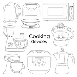 cooking devices icons set vector