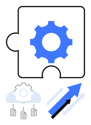 puzzle gear connection representing process vector image