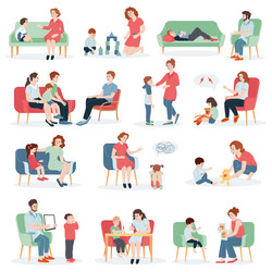 child psychologist flat set Vector Image