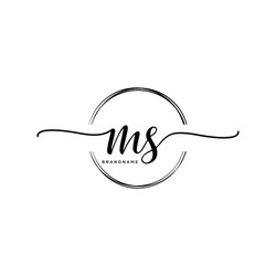 Ms initial handwriting logo design Royalty Free Vector Image
