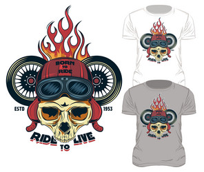Skull Ride Print - Vintage Biker Vector Image