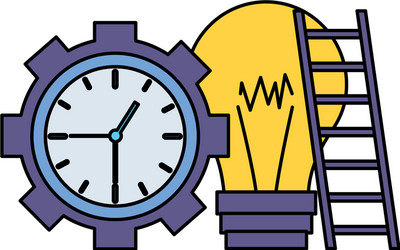 Clock time bulb stairs Royalty Free Vector Image