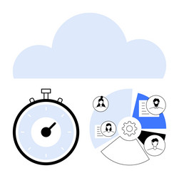 cloud computing with stopwatch and data analytics vector image