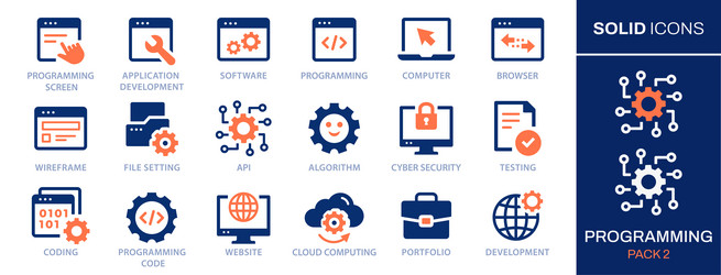 Modern Programming Icon Set vector image