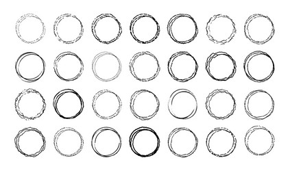 set round doodle frames empty circles vector