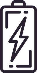 simple line drawing of a battery with lightning vector image