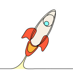 abstract color rocket as continuous line drawing vector image