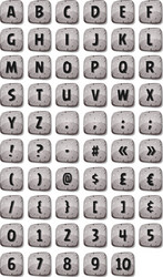 alphabet font set on rock signs for ui game vector image