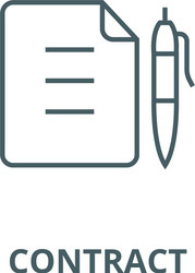 Contractdocument file with pen line icon vector