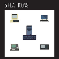 Flat icon laptop set of notebook processor vector