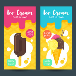 Flat style posters with ice cream vector