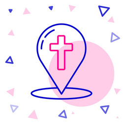 line map pointer with christian cross icon vector image