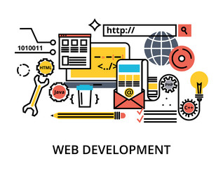 Set of abstract web development process vector