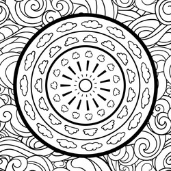 clouds and mandala seamless pattern vector