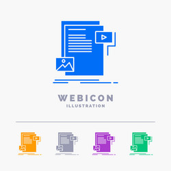 data document file media website 5 color glyph vector image
