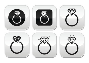 Wedding diamond engagement ring icon Royalty Free Vector