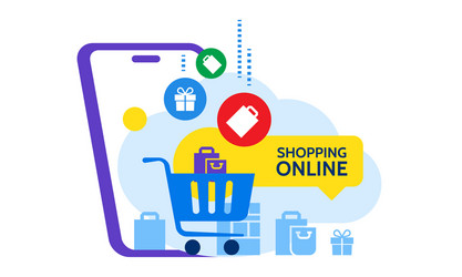 online shop store concept shopping cart vector