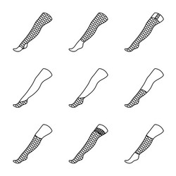 set of stockings icons with different types vector