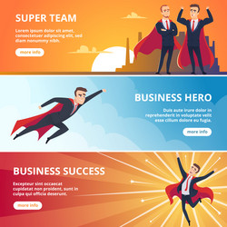 Superheroes business banners male characters vector