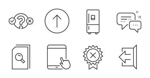 Swipe up tablet pc and search files icons set vector