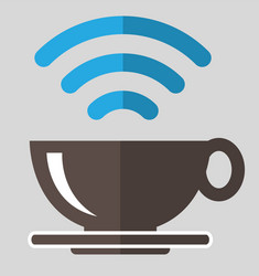 coffee and wifi sign symbol on gray background vector