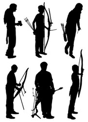 Collection of silhouettes people archers vector