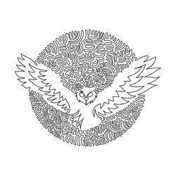 continuous curve one line drawing of owl deadly vector image
