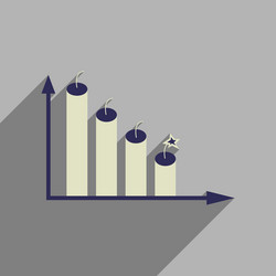 flat web icon with long shadow graph vector image