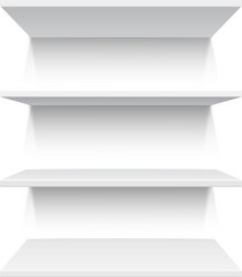 four white realistic shelves vector