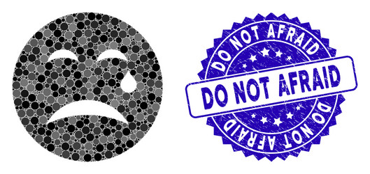 mosaic cry smiley icon with textured do not afraid vector