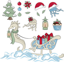 new year sea horse color Vector Image