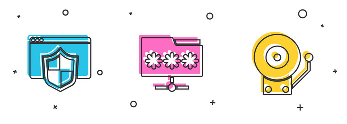 set browser with shield folder password vector image