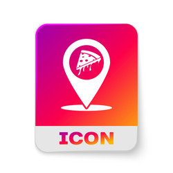 White map pointer with fast food slice pizza icon vector