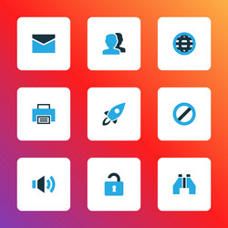 interface icons colored set with launch print vector image