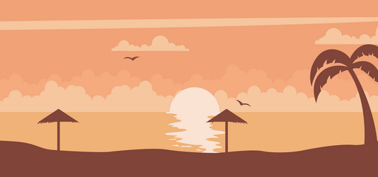 sunset background on a summer at beach vector