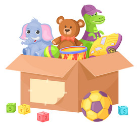 toys box cartoon icon kid play equipment vector