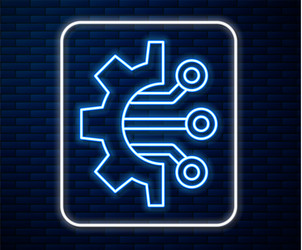 glowing neon line algorithm icon isolated on brick vector