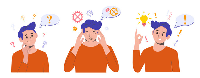 problem solving concept a man thinks and solves vector image