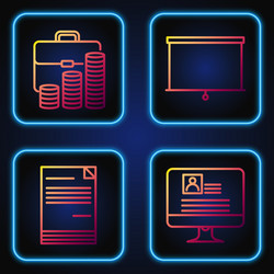 set line computer monitor with resume document vector image